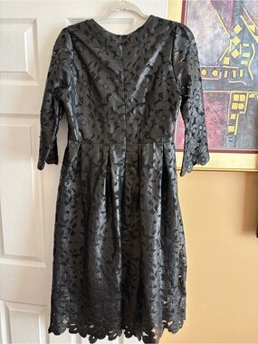 Molly Bracken Black Floral Lace Midi Dress